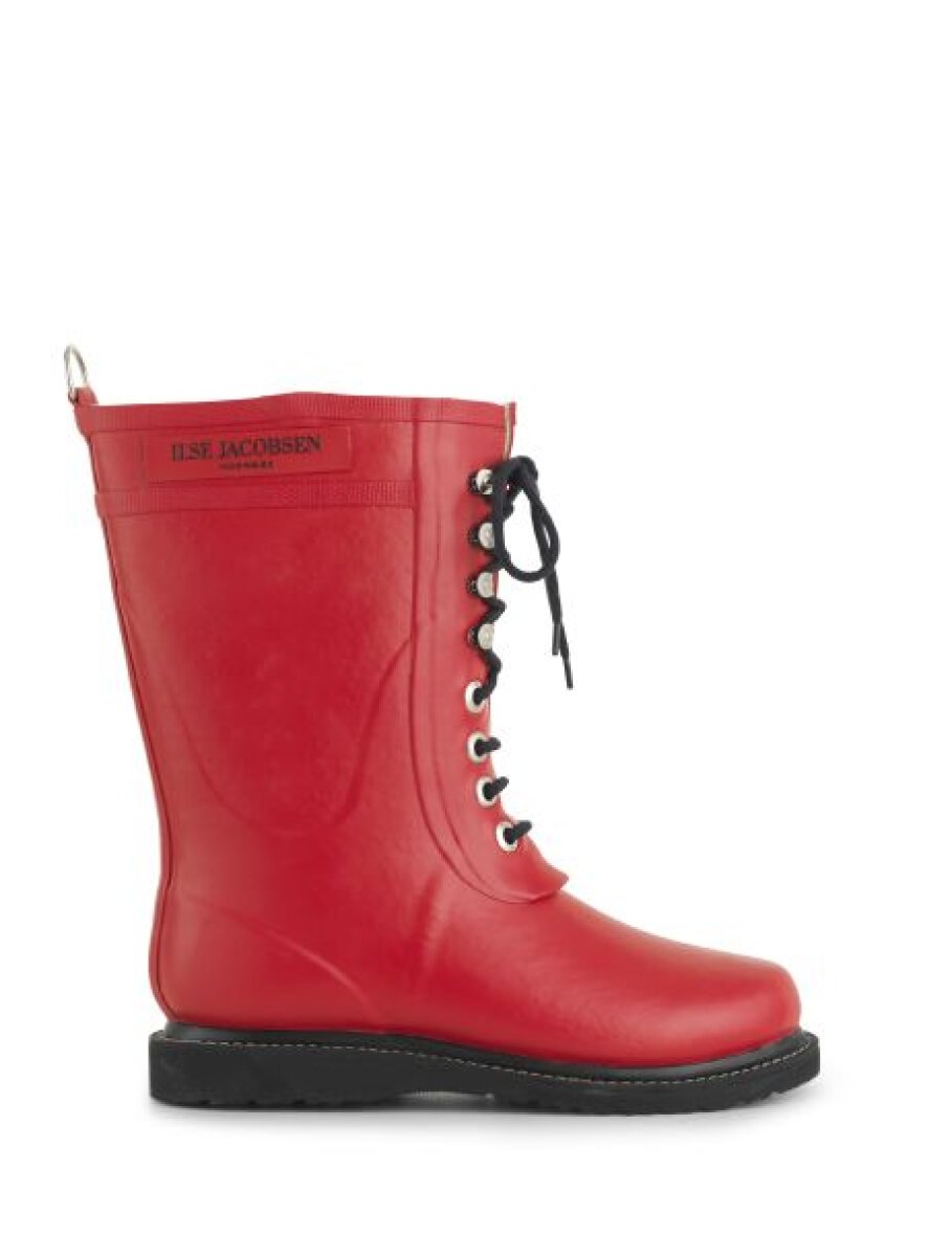 Kompliment Enig med Velsigne Skønne røde gummistøvler med snørebånd - ButikSOES