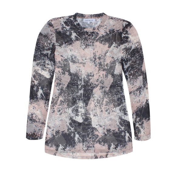Zhanzi mesh bluse sort/brun - Overdele til Plus size - Zhenzi