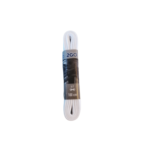 2GO - 2GO snørebånd Flat hvid 100 cm