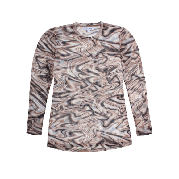 Zhenzi mesh bluse brun - Overdele til Plus size - Zhenzi