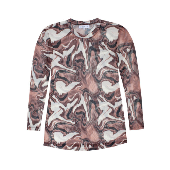 Zhenzi mesh bluse brun/off - Overdele til Plus size - Zhenzi