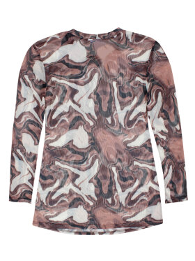 Zhenzi mesh bluse brun/off - Overdele til Plus size - Zhenzi