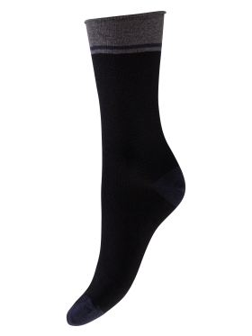 Decoy ankel rulle sort m/grå - Strømper & strømpebukser - Decoy