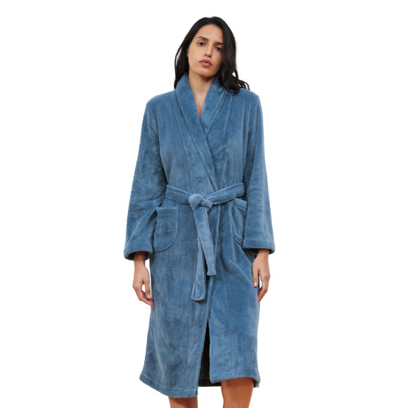 Femilet morgenkåbe blå - Nattøj og Morgenkåber - femilet