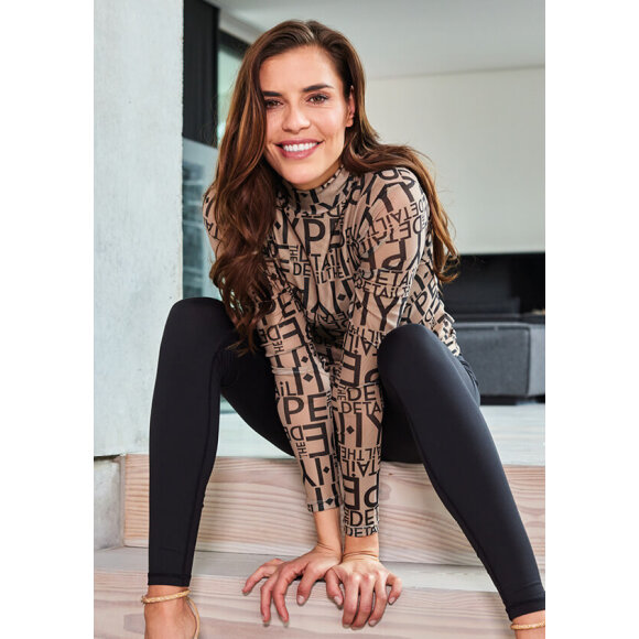 Hype The Detail mesh bluse brun m. logo - Dame - Bluser - Hype The Detail 