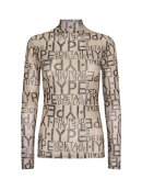 Hype The Detail mesh bluse brun m. logo - Dame - Bluser - Hype The Detail 