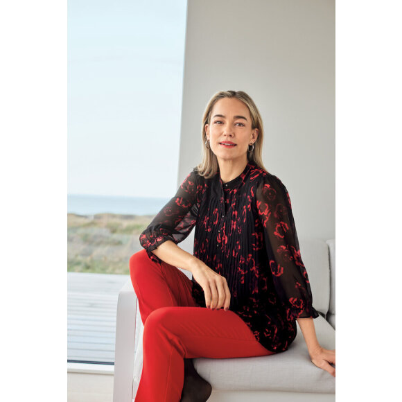 Brandtex modetøj - Brandtex bluse rød/sort