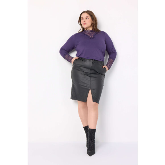 Wasabiconcept nederdel sort coated - Plus size bukser til kvinder - Wasabiconcept