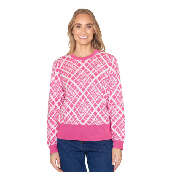 Signature strik pink/off - Lækre striktrøjer til kvinder - Signature