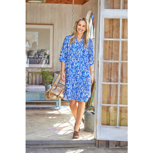 Brandtex Kjole Blå/off - Mellemlange kjoler - Brandtex