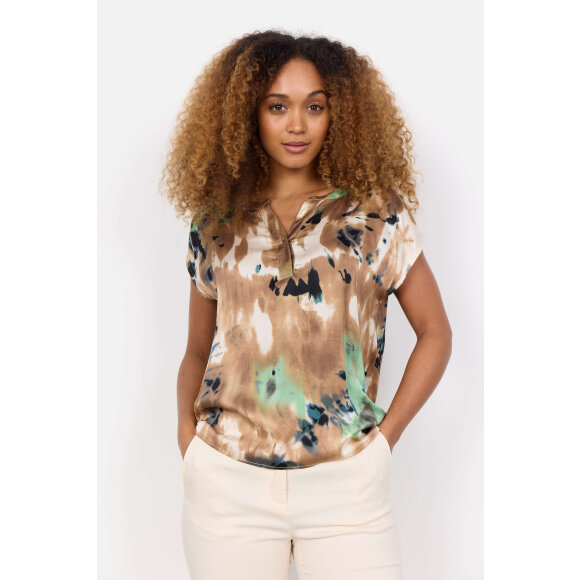 Soyaconcept  - Soyaconcept bluse camel/grøn