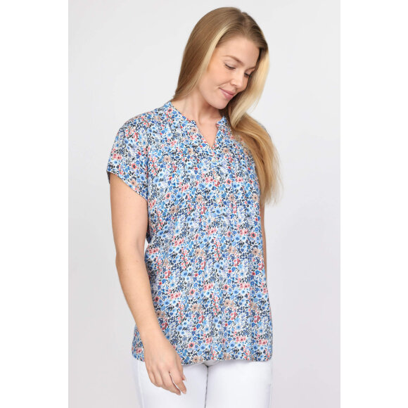 2-Biz - 2-Biz bluse blå blomster mix