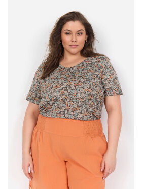 Wasabiconcept T-shirt Turkis blomstre - Overdele til Plus size - Wasabiconcept