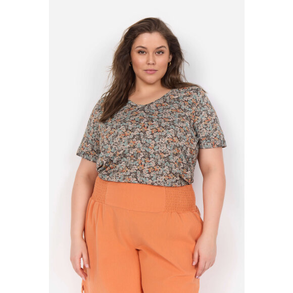 Wasabiconcept T-shirt Turkis blomstre - Overdele til Plus size - Wasabiconcept