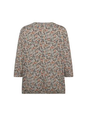 Wasabi Bluse Turkis blomstret - Overdele til Plus size - Wasabiconcept