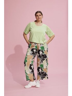 Zhenzi Buks grøn mix - Plus size bukser til kvinder - Zhenzi