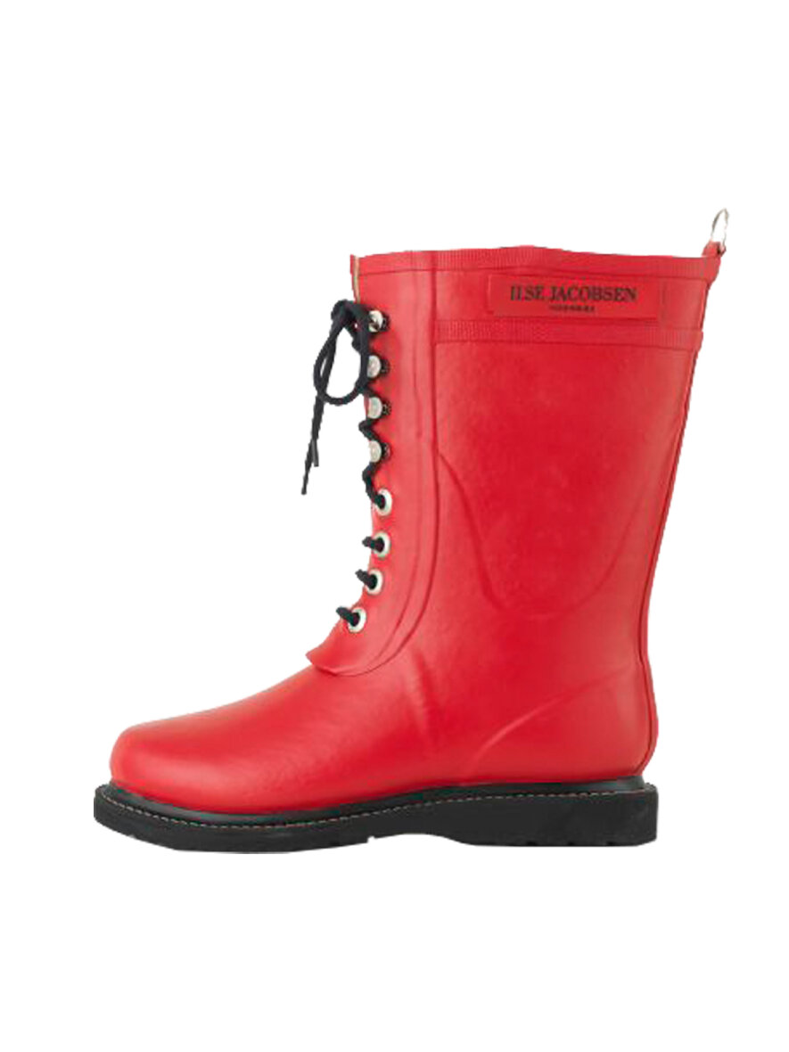 Kompliment Enig med Velsigne Skønne røde gummistøvler med snørebånd - ButikSOES