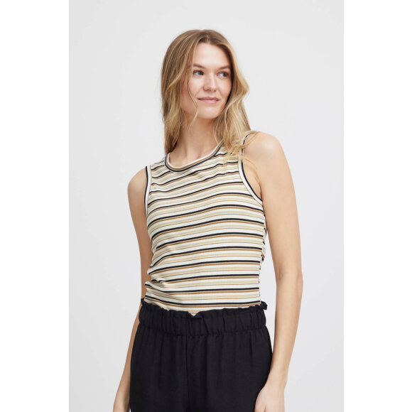 Fransa Top camel/sort - Toppe til dame - Sommertoppe mm. - FRANSA