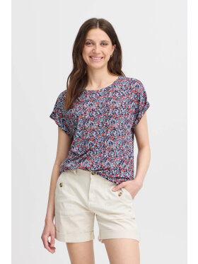 FRANSA - Fransa T-shirt blå/rød blomst