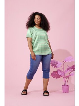 Zhenzi t-shirt grøn stribet - Overdele til Plus size - Zhenzi