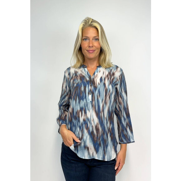 2-Biz Bluse Blå/Brun - Dame - Bluser - 2-Biz