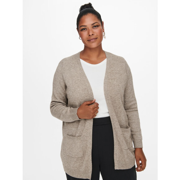 Only Carmakoma Cardigan Sand - Overdele til Plus size - ONLY CarmaKoma