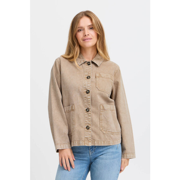 Pulz Denim jakke sand - W Denim Jakker - PULZ Jeans