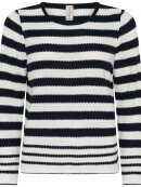 Skovhuus strik blå/hvid striber - Lækre striktrøjer til kvinder - Skovhuus