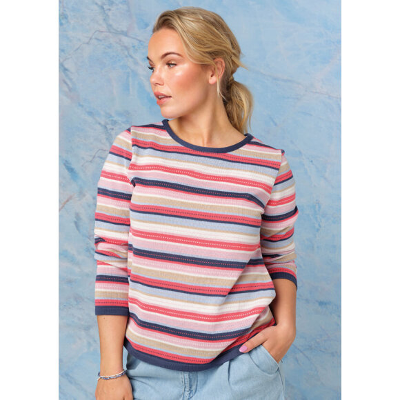 Skovhuus strik blå/pink - Lækre striktrøjer til kvinder - Skovhuus