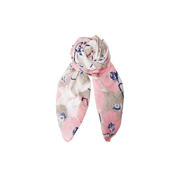 Black Colour tørklæde blomster rosa/navy - Tørklæder - Black Colour