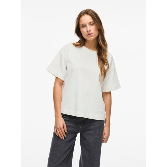VILA - VILA T-shirt Hvid blomst