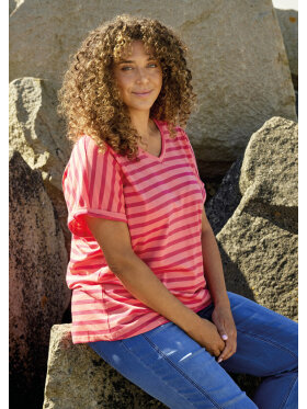 Zhenzi T-shirt rød stribet - Overdele til Plus size - Zhenzi