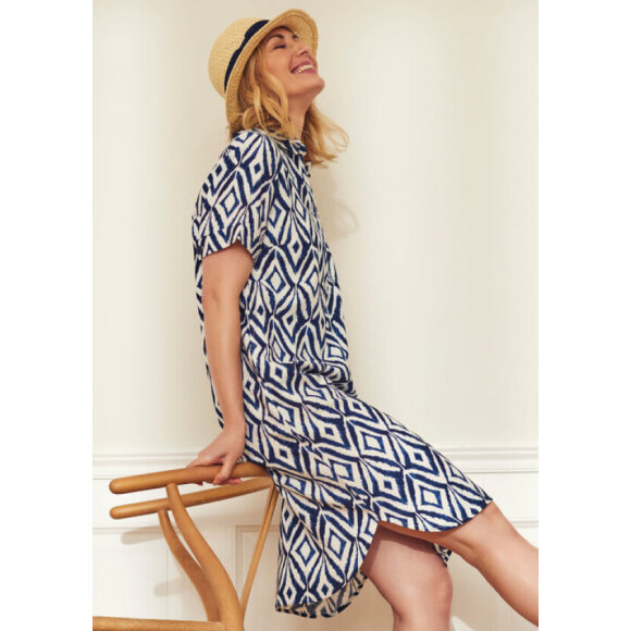 Brandtex - Brandtex Kjole Navy/Hvid