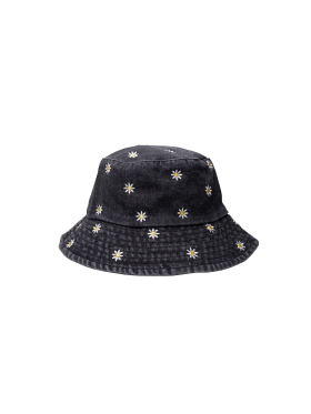 Black Colour - Black Colour bøllehat denim m/blomster