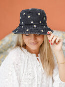 Black Colour bøllehat denim m/blomster - Diverse - Black Colour