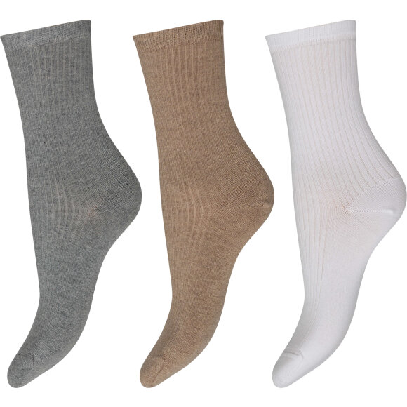 Decoy strømper 3 hvid/grå/sand - Strømper & strømpebukser - Decoy