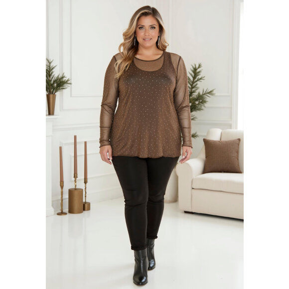 Cassiopeia mesh bluse - Overdele til Plus size - CASSIOPEIA