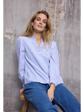 Pulz Bluse - off strib - Dame - Bluser - PULZ Jeans