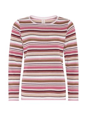 Skovhuus strik - stribet pink/sand  - Striktrøjer til kvinder - Skovhuus