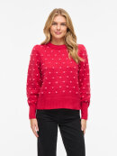 Vila strik Rød/dot - Lækre striktrøjer til kvinder - VILA