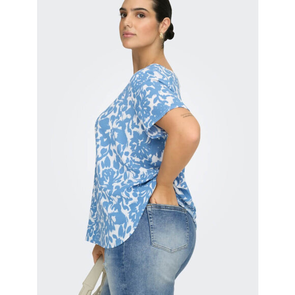 ONLY CarmaKoma - Only Carmakoma bluse - blå/hvid