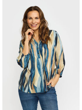 2-Biz bluse blå/sand mix - Dame - Bluser - 2-Biz 2-Biz bluse blå/sand mix - Dame - Bluser - 2-Biz