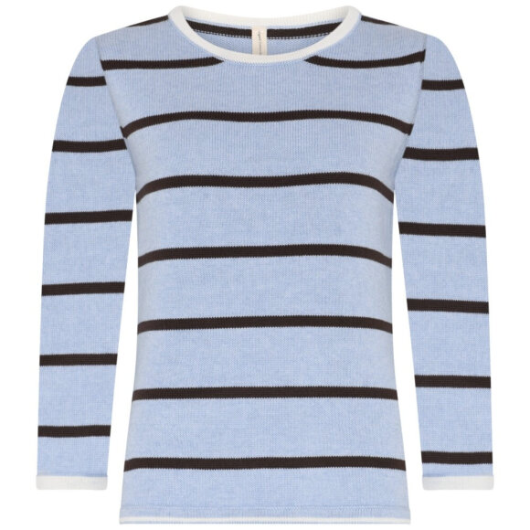 Skovhuus strik - lysblå/brun - Lækre striktrøjer til kvinder - Skovhuus