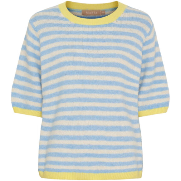 Marta Strik K/Æ - Strib blå/gul - Lækre striktrøjer til kvinder - MARTA