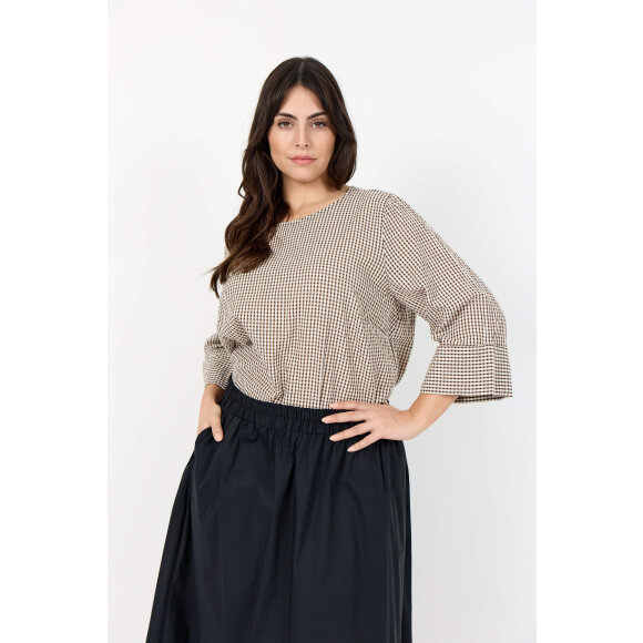 Wasabiconcept bluse - Tern/Brun - Overdele til Plus size - Wasabiconcept