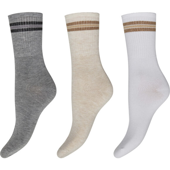 Decoy 3-pak - hvid/grå/sand - Strømper & strømpebukser - Decoy