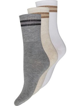 Decoy 3-pak - hvid/grå/sand - Strømper & strømpebukser - Decoy