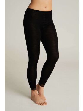 Femilet uld leggins - Sort - Plus size bukser til kvinder - femilet