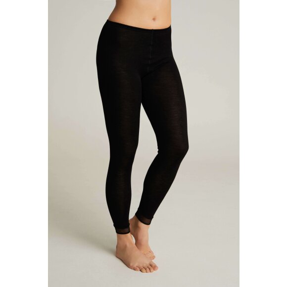 Femilet uld leggins - Sort - Plus size bukser til kvinder - femilet