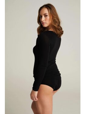 Femilet T-shirt L/Æ uld - SORT - Overdele til Plus size - femilet